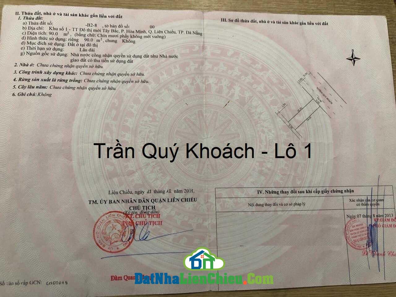 Bán đất 2 lô đường Trần Quý Khoách, Gần Hồ Tùng Mậu, Giá Siêu Rẻ