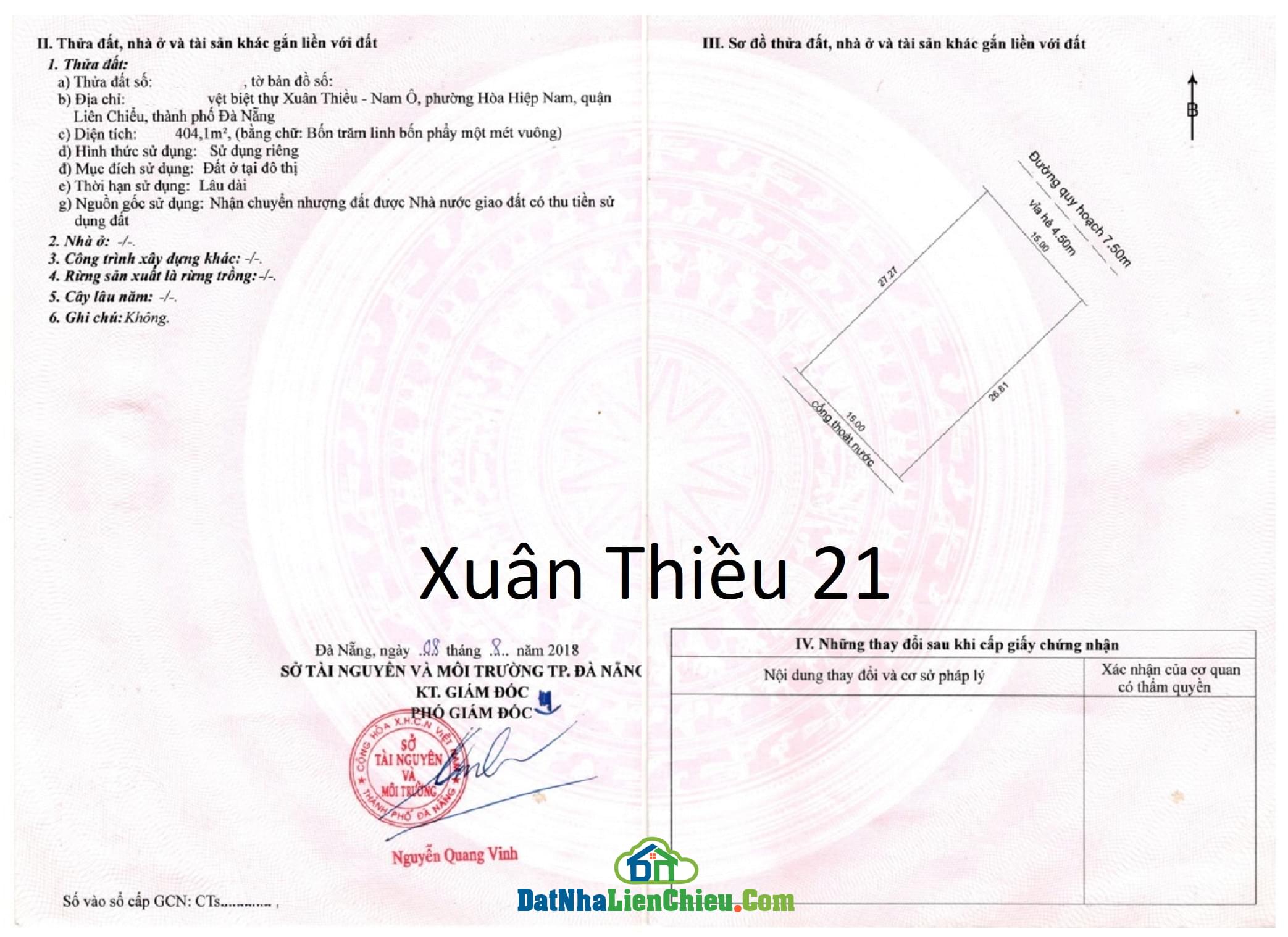 Bán đất Vệt Biệt Thự Xuân Thiều, đường Xuân Thiều 21, Sát Nguyễn Tất Thành, Giá RẺ 2/2024