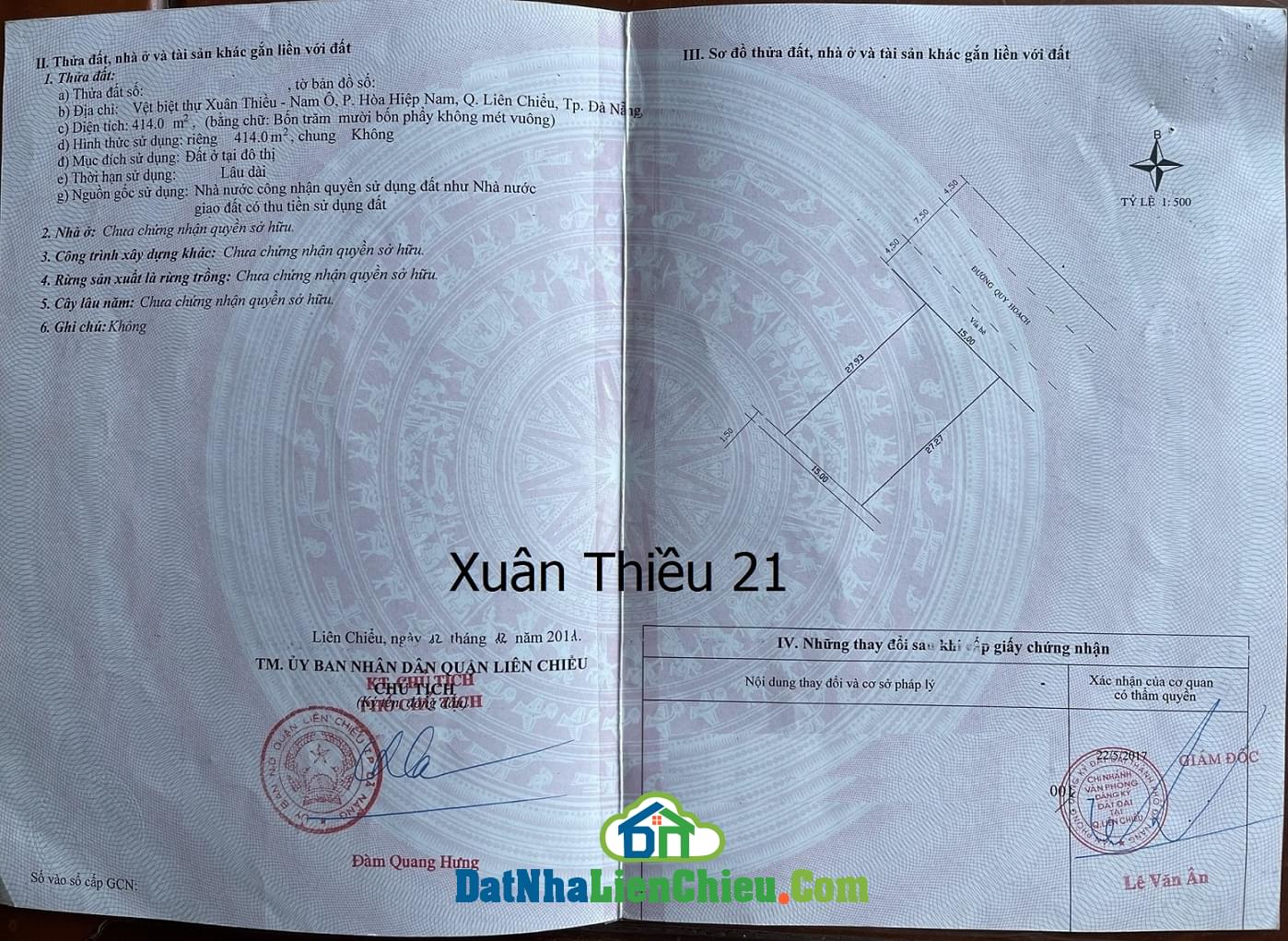 Bán đất Vệt Biệt Thự Xuân Thiều, đường Xuân Thiều 21, Sát đường Nguyễn Tất Thành, Giá RẺ 2/2024