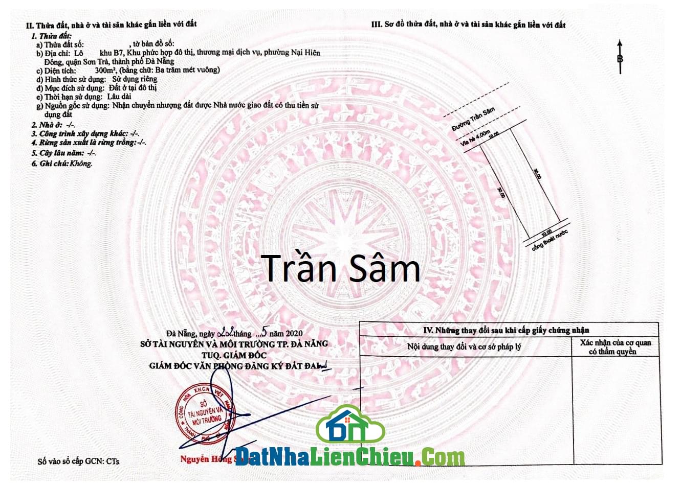 Bán Đất đường Trần Sâm, Quận Sơn Trà, Đà Nẵng Giá RẺ 2024